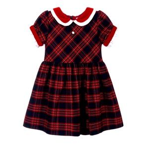 Beautiful girls dress red and blue tartan dress